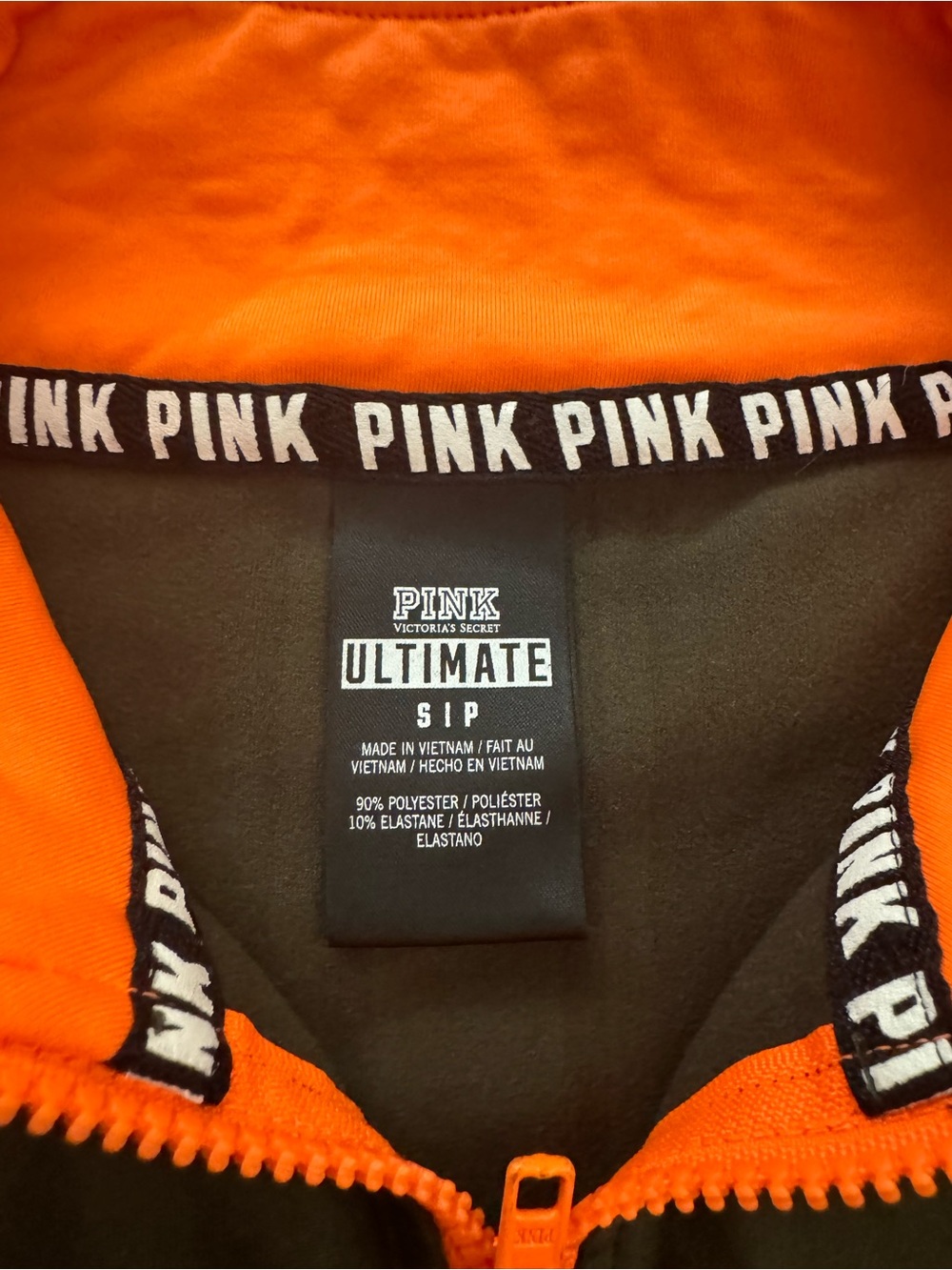 Victoria's Secret PINK Olive Green Pullover with Bright Orange Accent - Picture 4 of 4